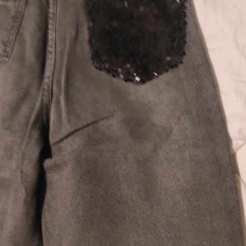 Black sequin jeans like new, high waist, full length, size S