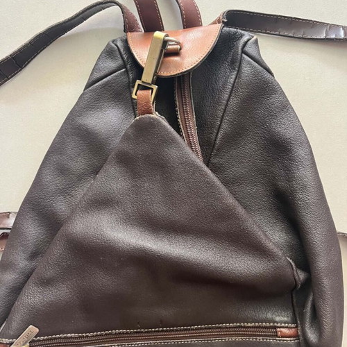 Vintage Thiros leather backpack used, brown