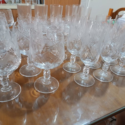Vintage carved Czech crystal set of 41 pieces, like new