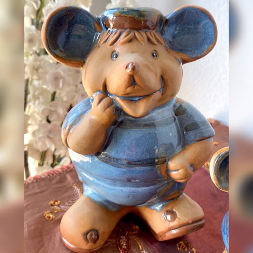 Decorative mice set of 2, new, blue and ceramic figurines