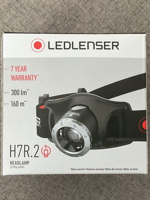 Ledlenser H7R.2 Headlamp new, 300 lumens, 160m range, rechargeable