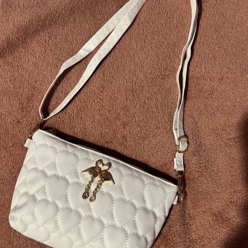 Women's small shoulder bag new, white with gold details