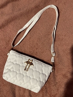 Women's small shoulder bag new, white with gold details
