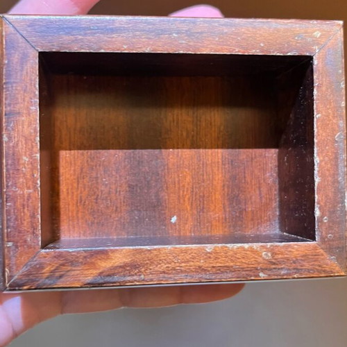 Vintage wooden jewelry box with silver-plated lid used