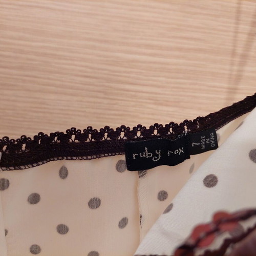 Polka dot midi dress size XS new, beige and brown