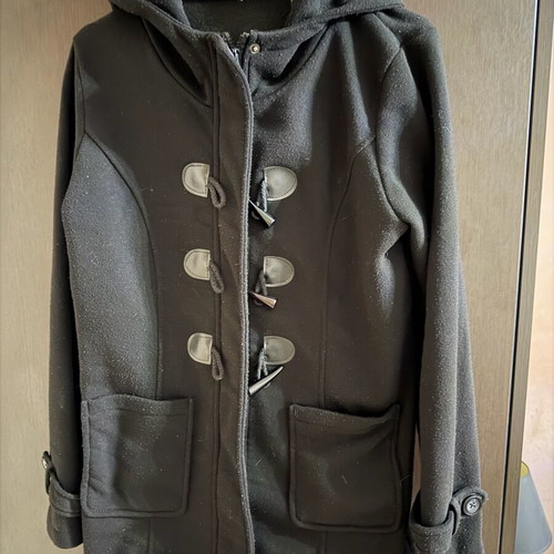 Hooded coat like new, black, size S