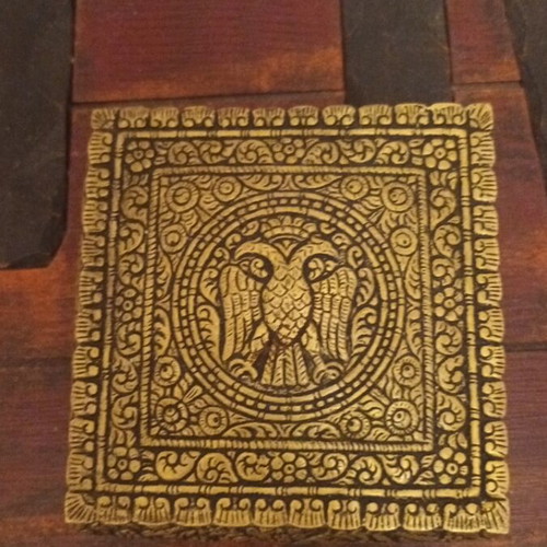 Brass jewelry box antique used 11x11x5 cm