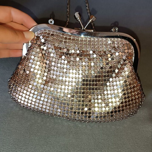 Vintage Max Factor handbag used, crossbody, gold