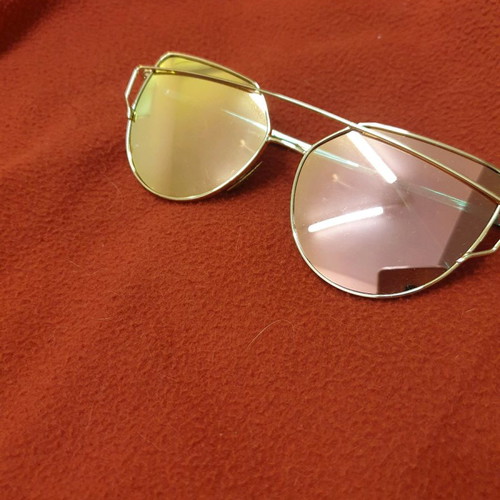 Cat Eye Sunglasses Mirror Pink Gold Like New