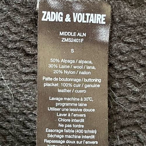 Zadig & Voltaire wool cardigan used, black, leather details