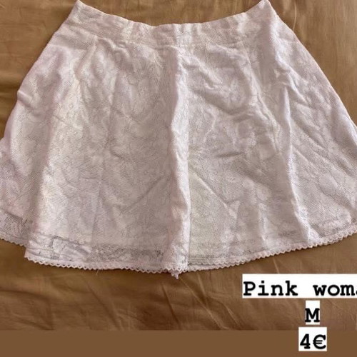 Pink Woman white lace skirt like new