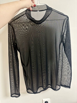 Sheer black mesh long sleeve top Decoro brand new size M