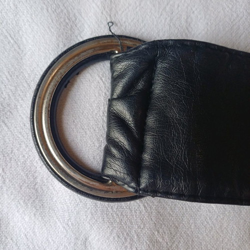 Women's leather belt like new, black, length 104 cm