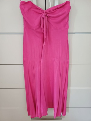 Makó strapless dress used, midi, pink, size small, Rouge Paris