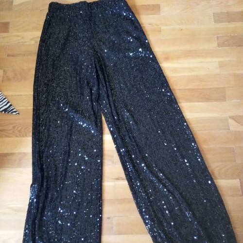 Sinsay sequined pants, black, size S