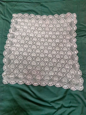 Vintage 100% Χειροποίητο Πλεκτό Καρέ με Βελονάκι 80x80cm εποχής 1960 σαν καινούργιο
