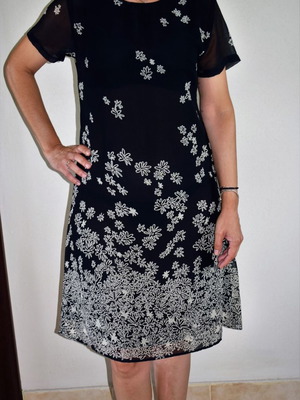 Floral dress black with beige flowers used, summer short