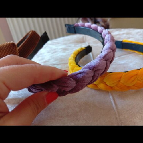 Headbands new, purple and yellow, set of 4