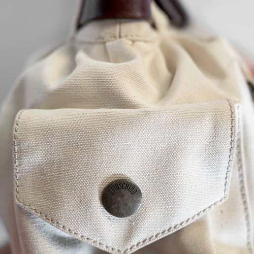 Moschino handbag like new, beige and brown fabric with leather