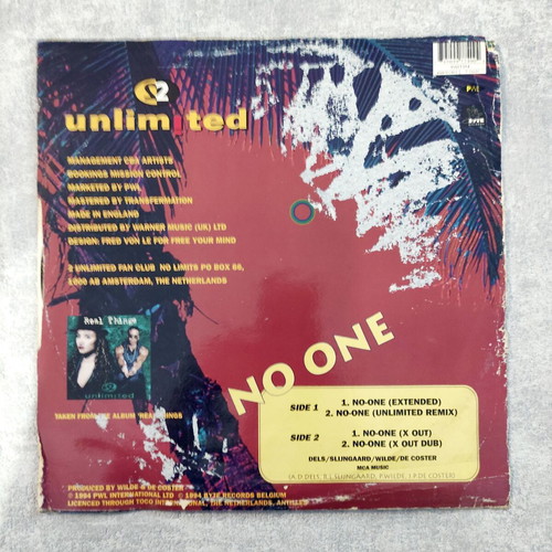2 Unlimited No One 12'' Vinyl Maxi Single used, electronic
