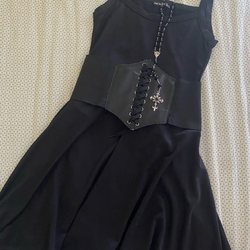simple short black dress in A-line