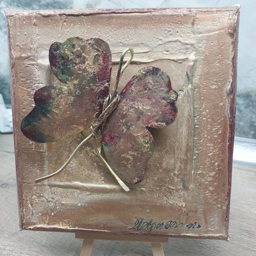 Art piece wall decoration with metal butterfly, like new