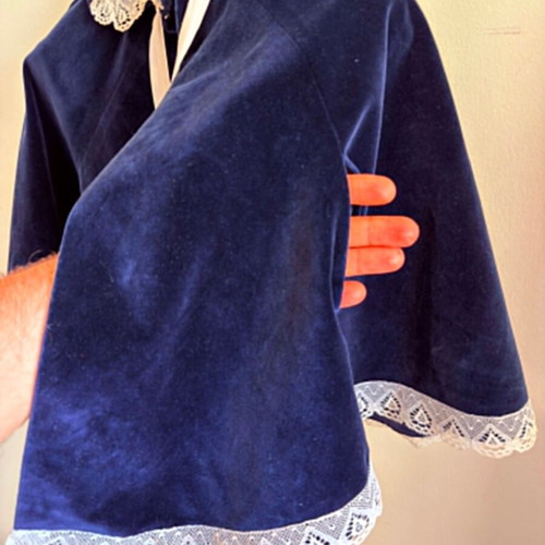 Velvet handmade cape blue vintage like new