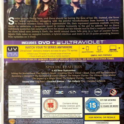 The Vampire Diaries Love Sucks DVD μεταχειρισμένο, πλήρης τέταρτη σεζόν