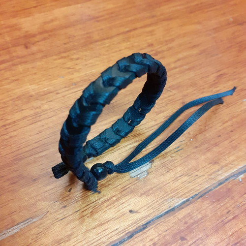 Leather bracelet black braided, new