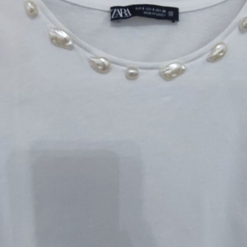 Zara blouse with pearl details new, size S/M, white