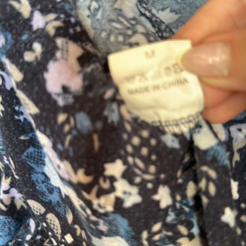 Women's pants used, size M 38 10, blue turquoise floral pattern