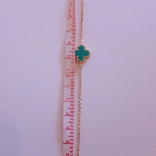Royal Flower bracelet with turquoise clover, gold plated stainless steel