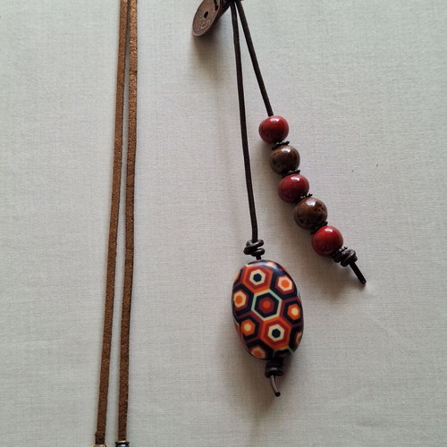 Minimal Boho Necklace Set with Leather Cord, like new