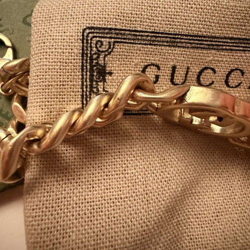 Gucci Vintage Interlocking GG Chain Bracelet Gold Tone Adjustable