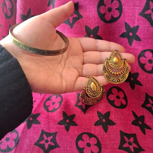 Vintage boho style jewelry set used, multicolored