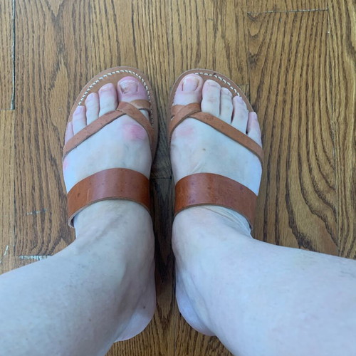 Olgianna Mellissinos leather sandals used, brown, size 39