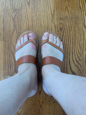 Olgianna Mellissinos leather sandals used, brown, size 39
