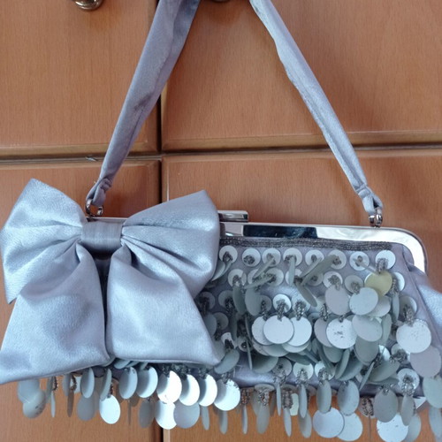 Evening women's handbag gray silver new