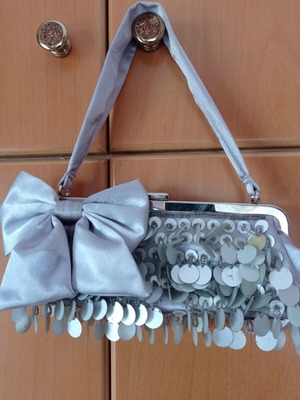 Evening women's handbag gray silver new