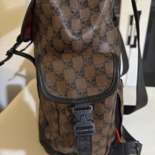 Sprayground DLXV Monte Carlo Skull Check Backpack like new, brown