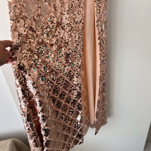 Long dress golden sequins like new, size S
