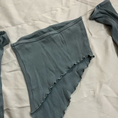 Bershka ribbed top with integrated sleeves like new, green turquoise XS