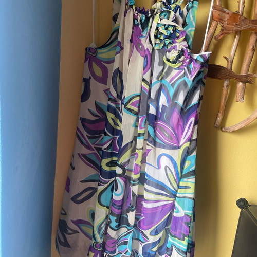 Cocktail dress like new, spring, colorful with floral pattern
