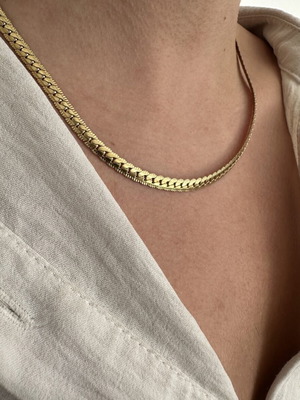 Unisex αλυσίδα λαιμού επιχρυσωμένο ατσάλι καινούργιο, γκουρμέ 3mm πλακέ