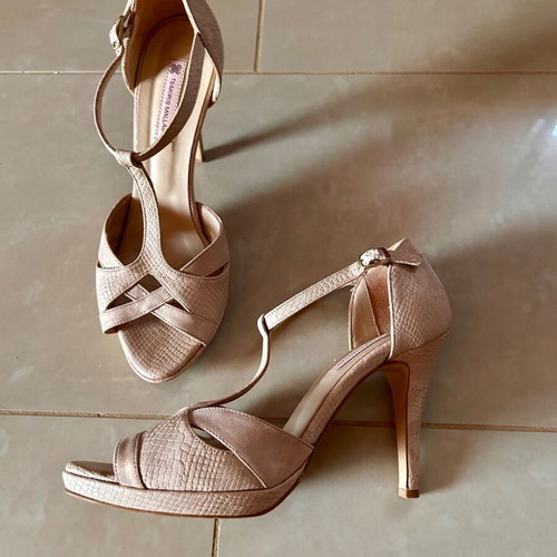 Tsakiris Mallas high heel sandals used, nude pink, size 38