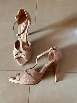 Tsakiris Mallas high heel sandals used, nude pink, size 38