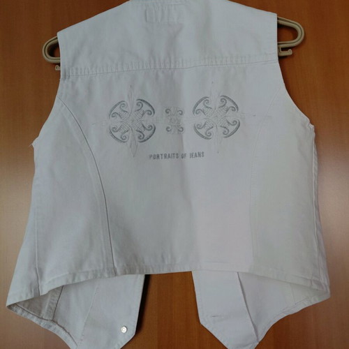Denim vest like new with silver embroidery, crop, size S