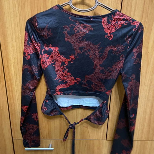 Shein long-sleeve blouse new, black and red, size S