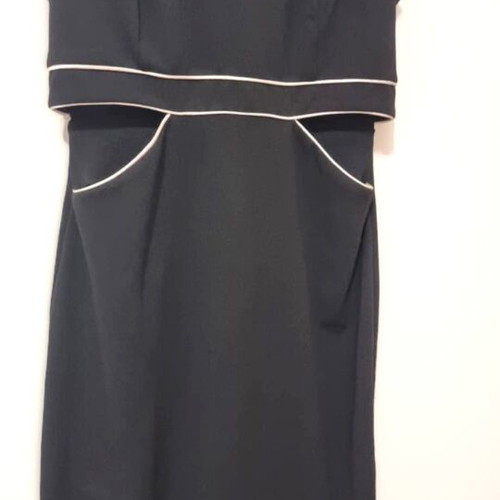 Black midi dress with white trims and cutouts, like new, size S_M
