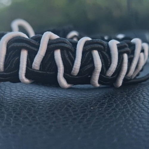 Macrame bracelet inspired by PAOK, made to order, black and white